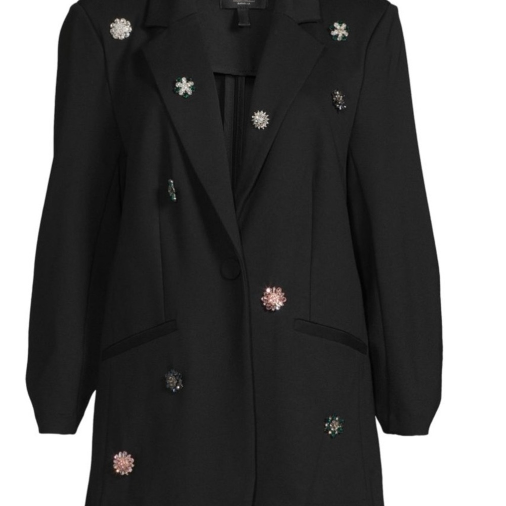 Ella Rafaella Chic Black Broach Embellished Blazer - Picture 2 of 4